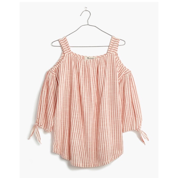 Madewell Cold-Shoulder Top in Red Stripe - Picture 3 of 5